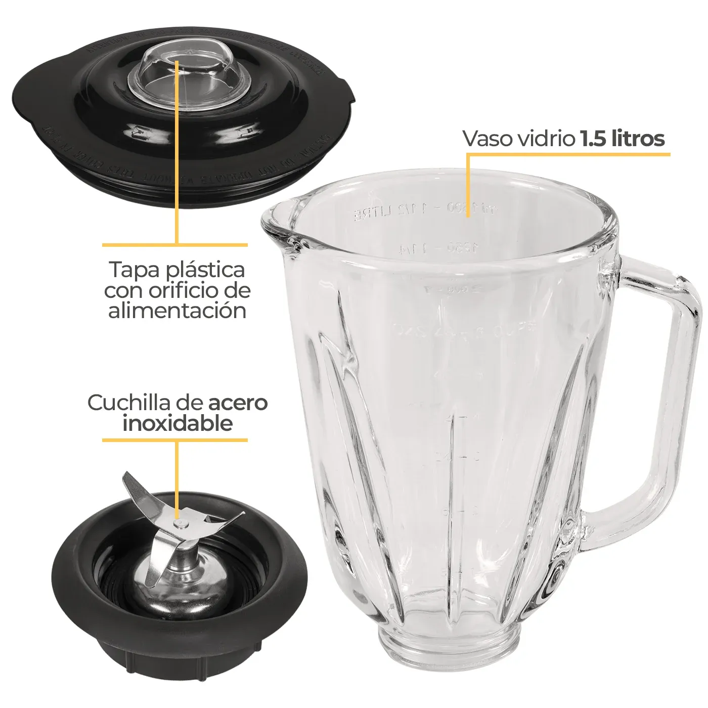 LICUADORA KALLEY VASO DE VIDRIO + VASO EN ACERO (K-B15MAV) - Image 3