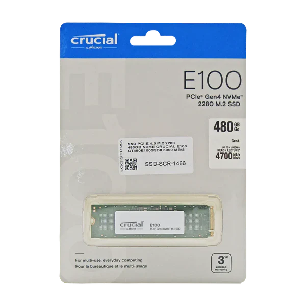 UNIDAD DE ESTADO SOLIDO M.2 NVME PCIE CRUCIAL E100 480GB - Image 3