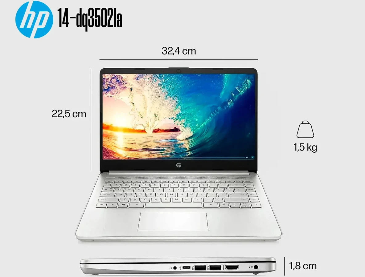 PORTATIL HP 14-DQ3502LA INTEL CELERON N4500 - RAM 8GB - DISCO SSD 512GB - PANTALLA 14P (GRIS) - Image 7